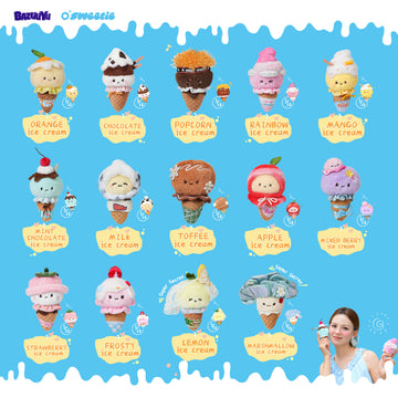 Wholesale-Bazuuyu 0℃Sweetie-Icecream Plush Blind Box, Kawaii Detachable Swapable Cone Stuffed Doll, Cute Collectible Mystery Toy Gift