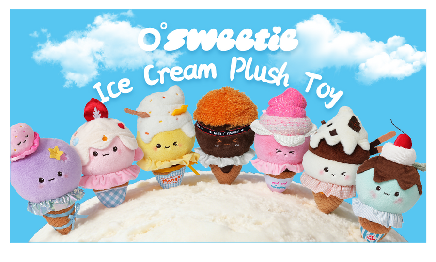 O'Sweetie–Ice cream Series 3.54 Inch Plush Pendant Blind Box 12pcs Counter Display