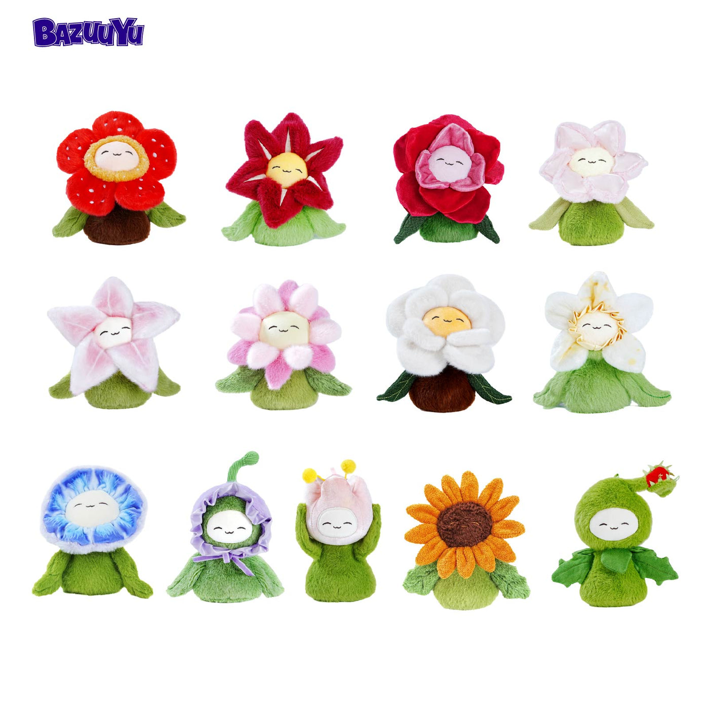 Wholesale-Bazuuyu Easy Flower  Plush Blind Box, Kawaii Magnetic Flower Stuffed Doll Collectible Bag Charm