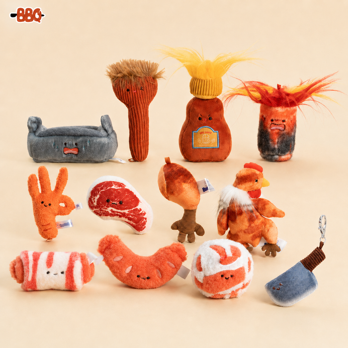 Bazuuyu BBQ Restaurant barbecue series Meat Plush Toy Pendant Used for Desktop,Backpack Decorations or Gift Fun and Cute.