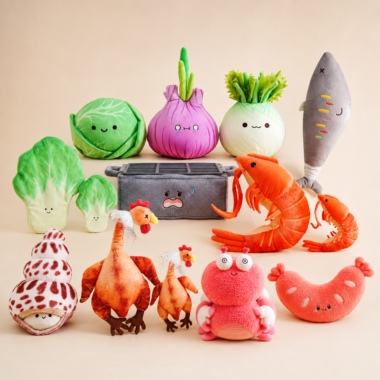 Bazuuyu BBQ Restaurant barbecue series Plush Toys, Perfect For Desktop Decoration, As a Fun And Adorable Gift Or For Collecting.